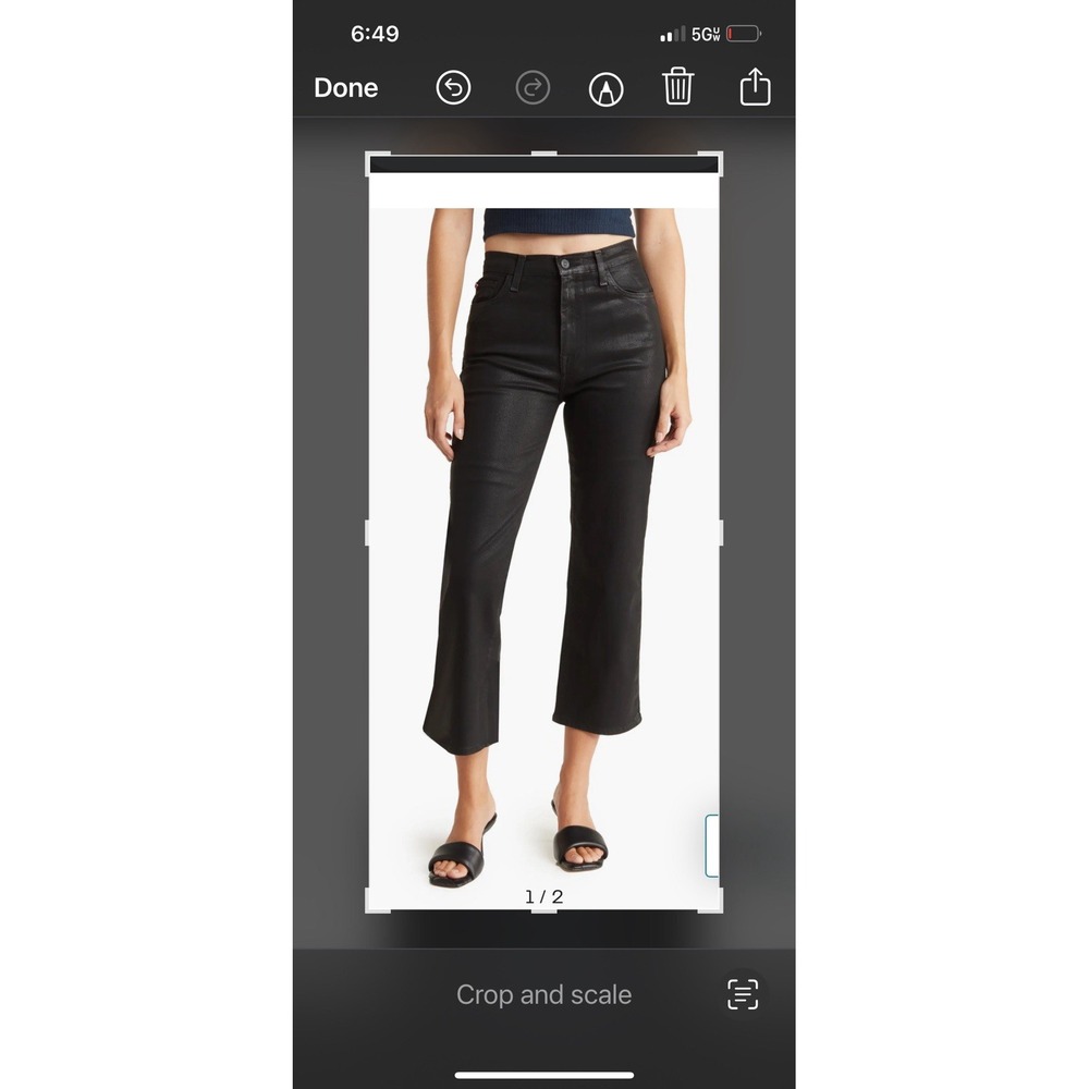 Hudson Noa Stellar High Rise Straight Crop Jean Black Coated Denim Size 29